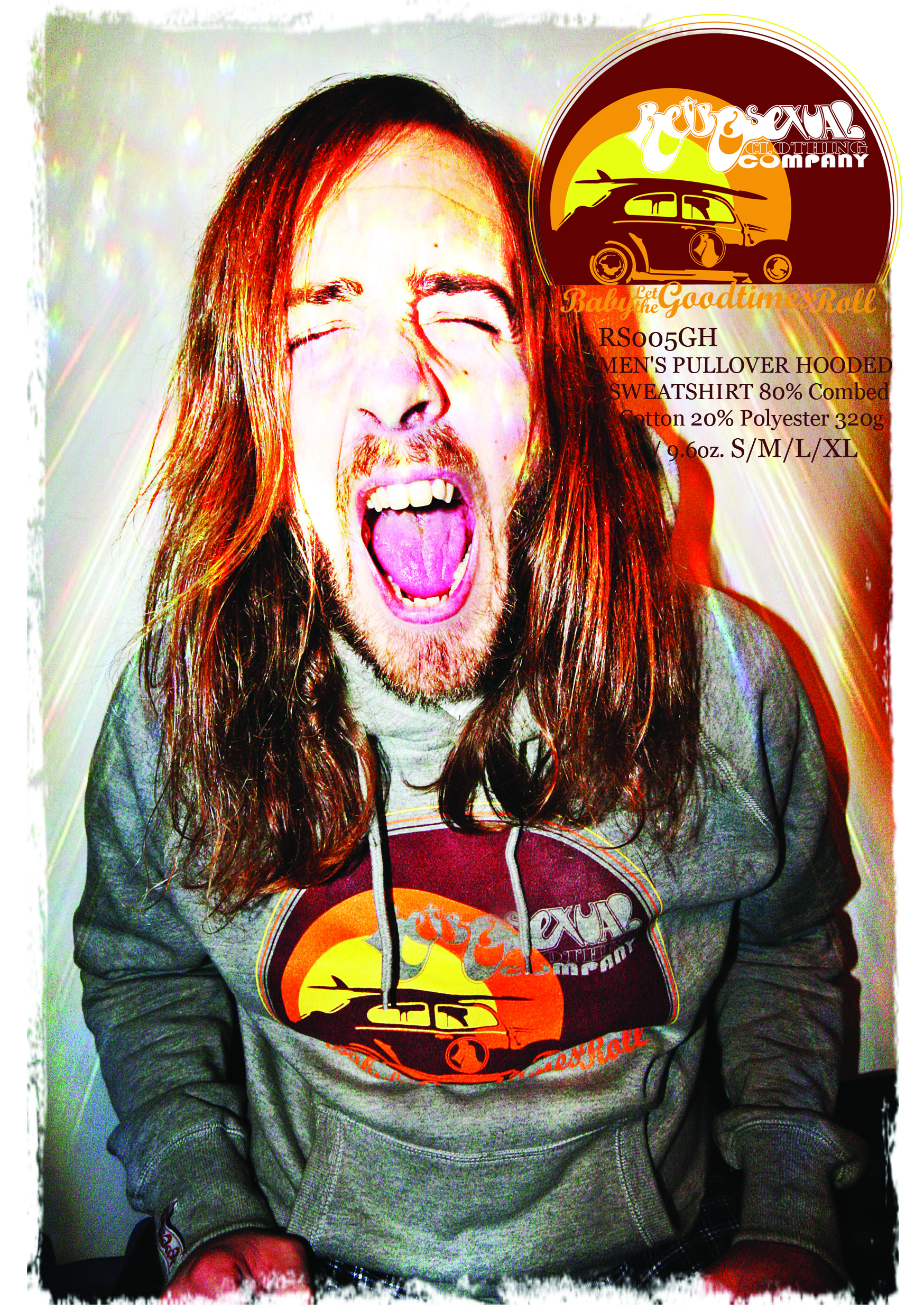  THE THREE COLOUR SCREEN PRINTED GUYS VEEDUB/BABY LET THE GOODTIMES ROLL Hoody - S/M/L/XL