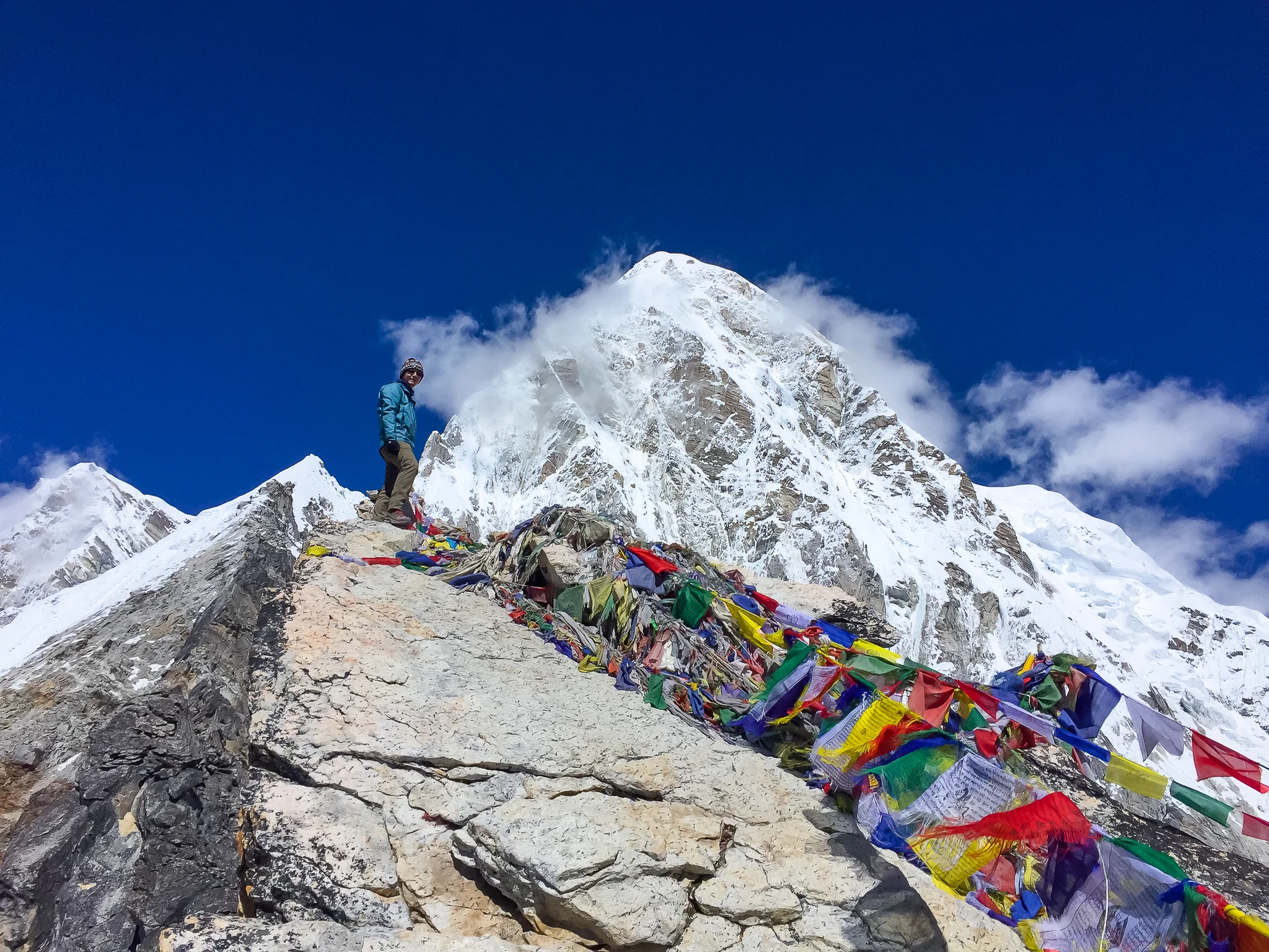 Me at the very top of Kalapathar (5,645m), with Pumo Ri (7,165m) in the background