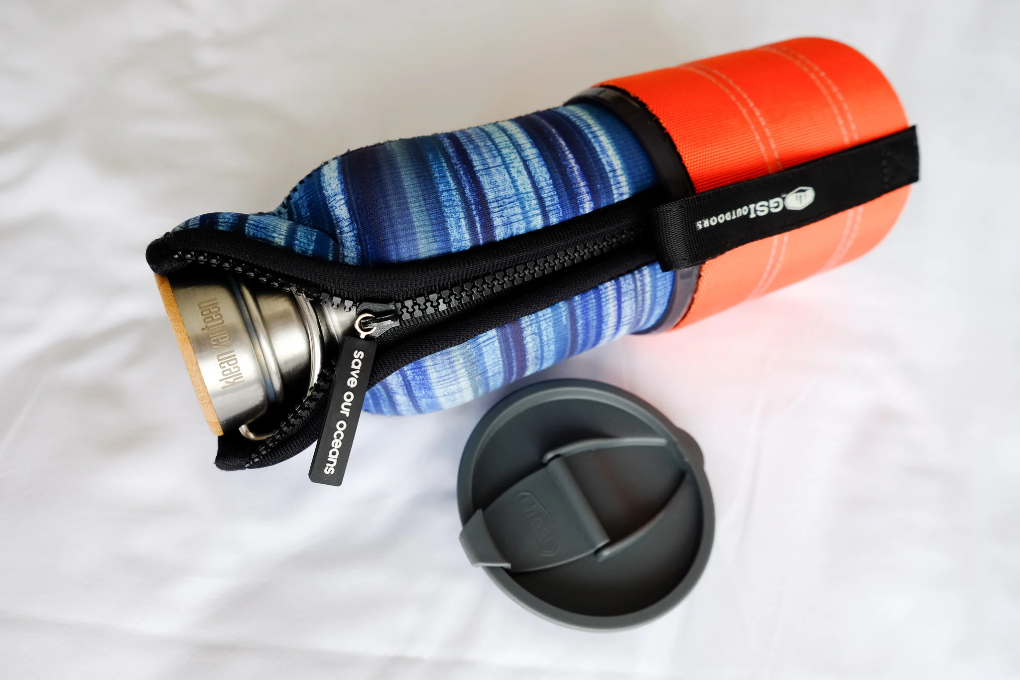 Klean Kanteen Reflect inside the BBBYO Bottleskinn and GSI Outdoors Backpacker's Mug