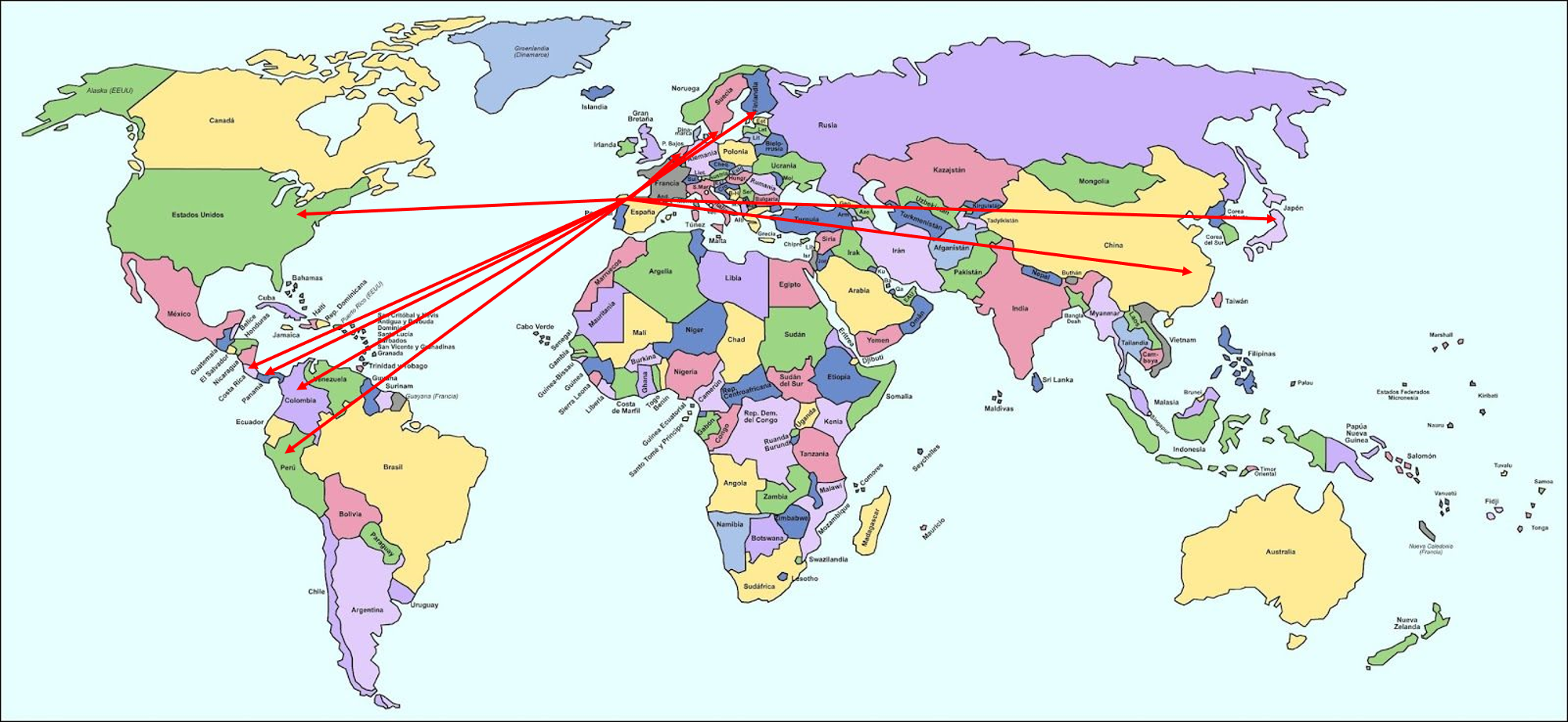 Estos son los países con los que estamos trabajando o en vías de trabajar en estos m momentos.