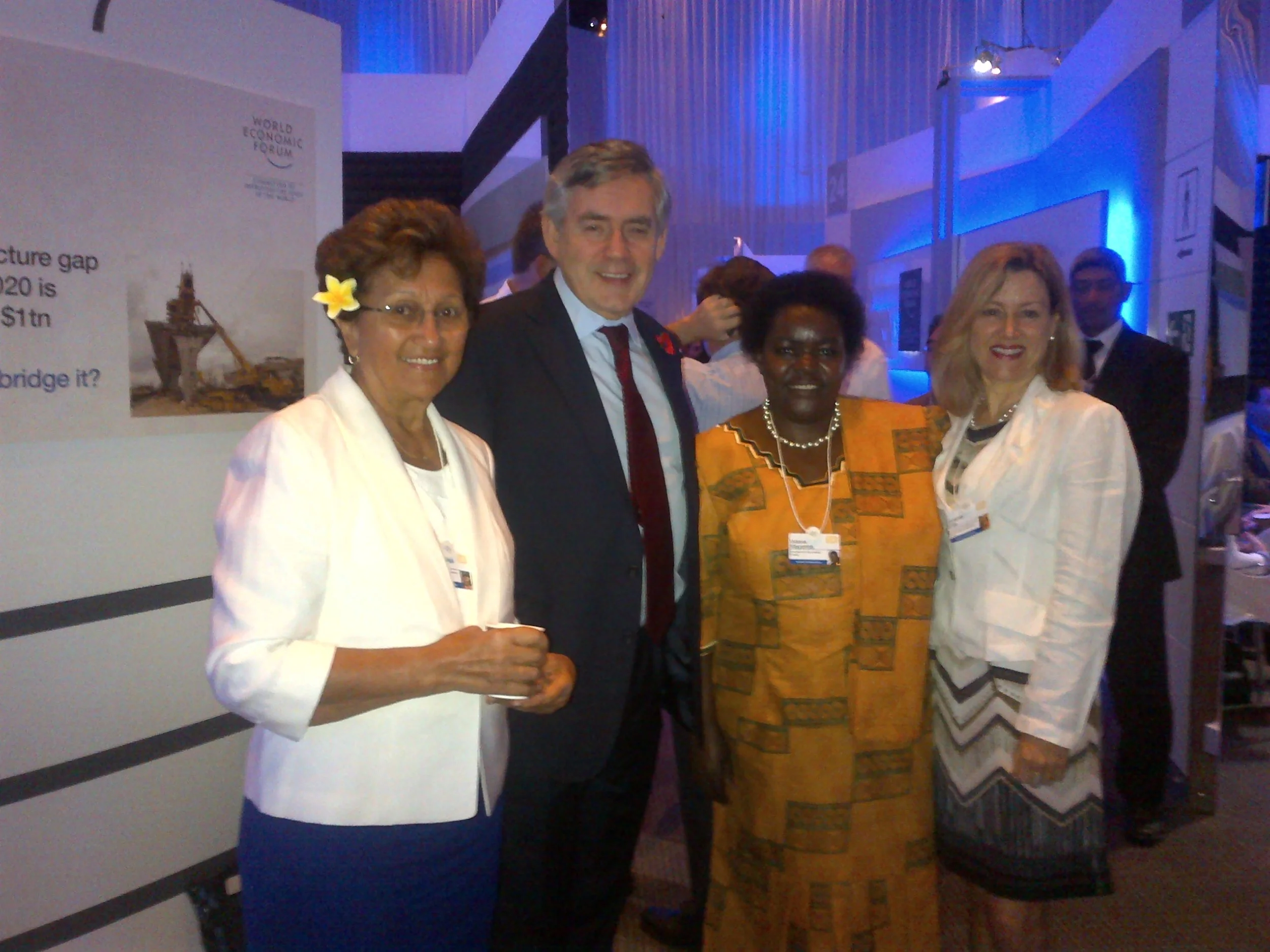 WEF Council Members, Dubai - Prime Minister Gordon Brown; Amanda Ellis, Head of Mission, Ambassador, PR to UN,NZ Permanent Mission Geneva, Adi from Samoa and Victoria Kisyombe