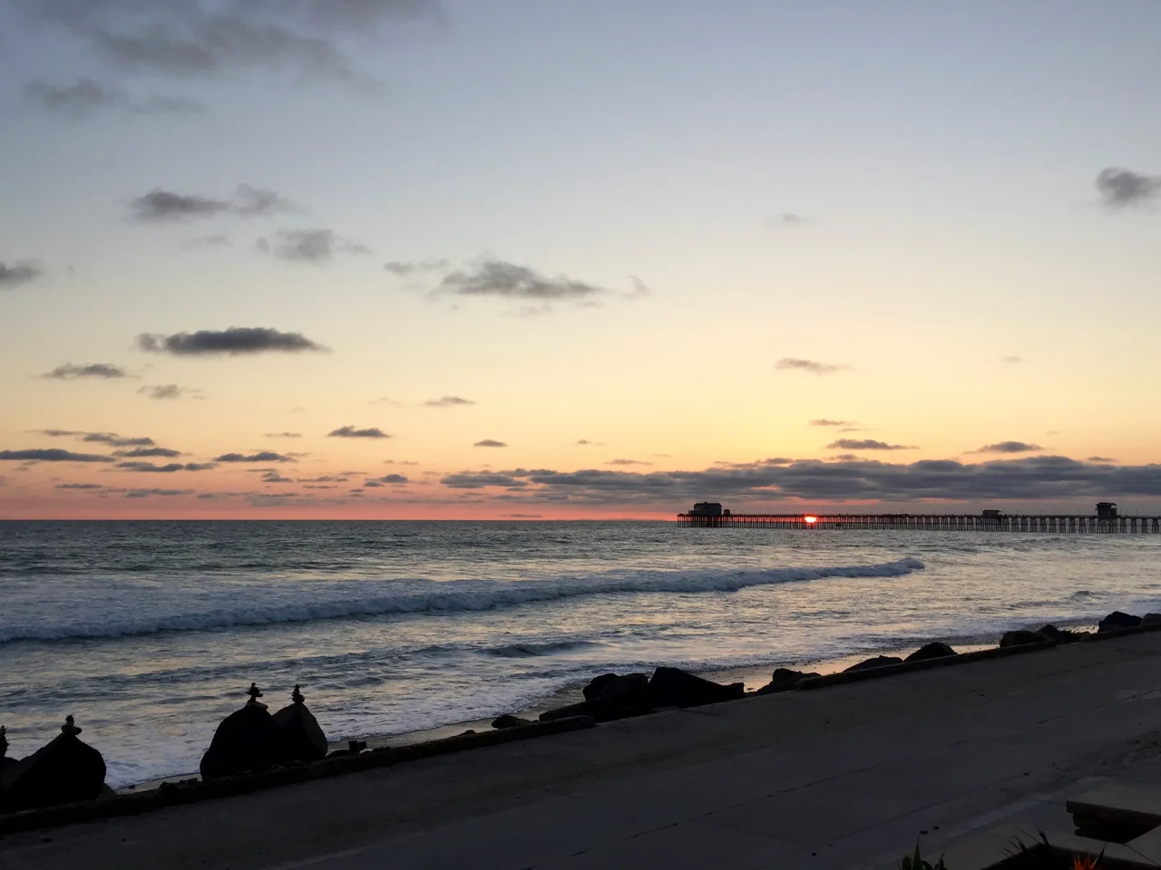 The oceanside pier at sunset.  Taken from the front patio.