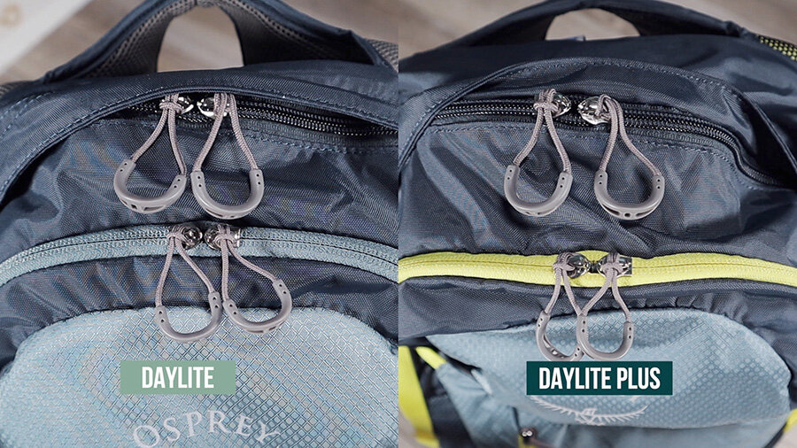 Osprey Daylite vs Daylite Plus - Zipper hardware