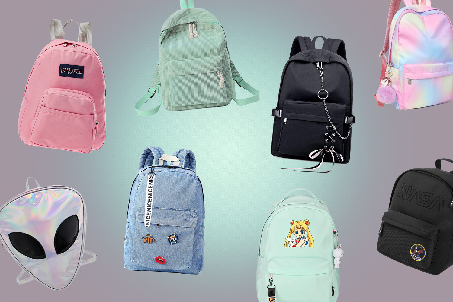 21 Aesthetic Backpacks under $50 - Grunge, Pastel, 90s, Cute Backpacks