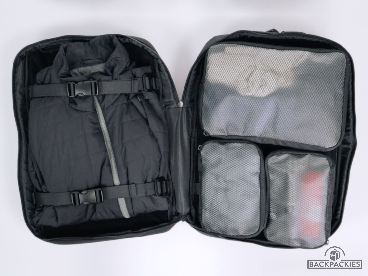 Packing compartment inside the Everyman Hideout 5-Way Commuter Pack