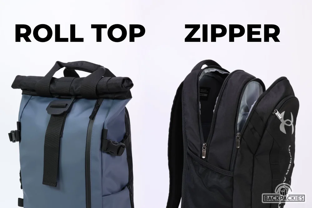Roll Top vs Zipper Backpack Pros and Cons Visual Guide Backpackies