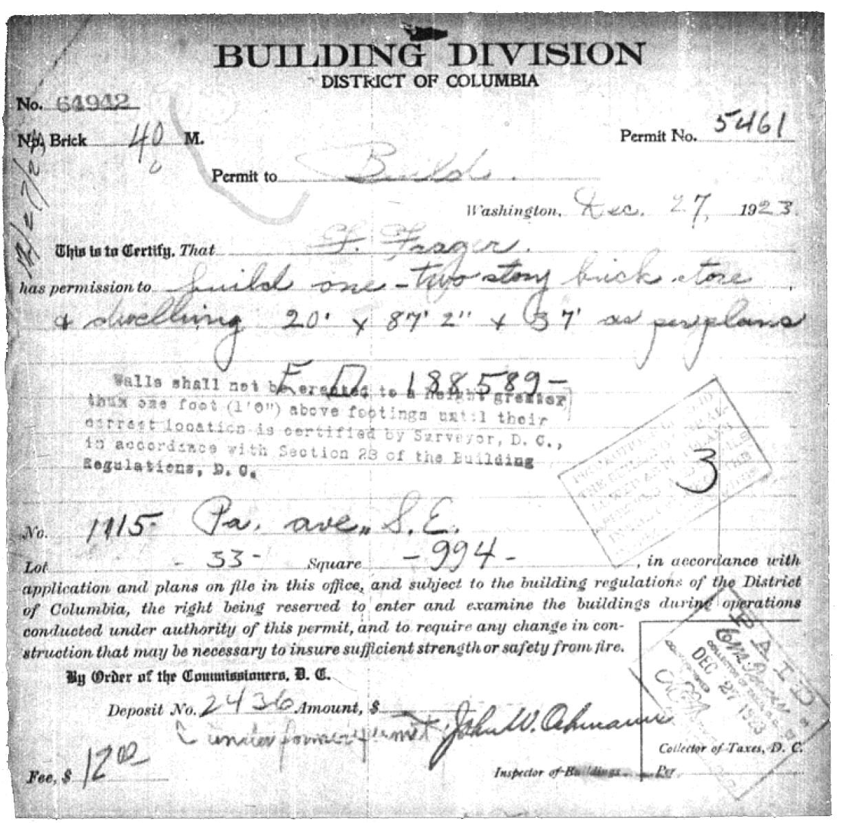 Frager's Hardware Building Permit