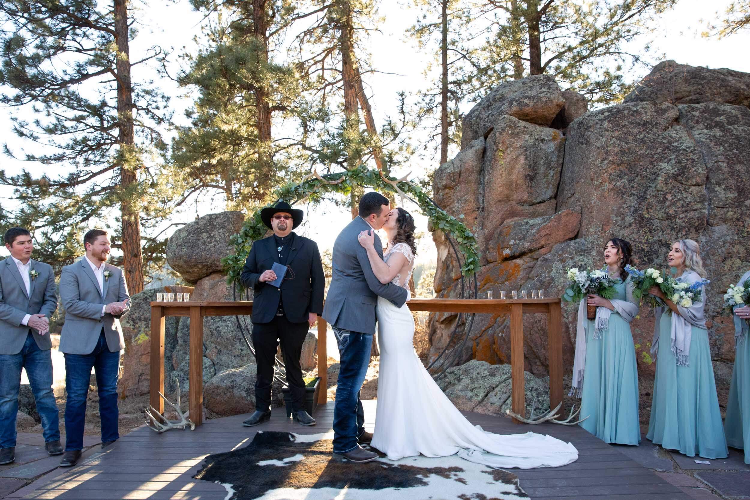 Kiss Wedding Ceremony at Pine Cathedral