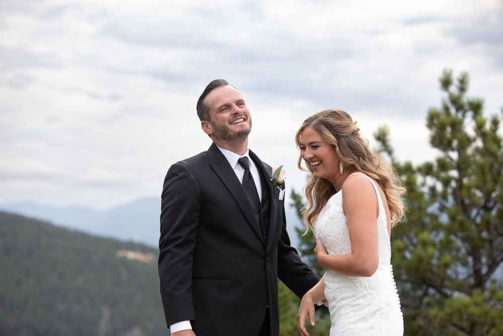 Laughing Wedding Couple Idaho Springs - Candid Photography