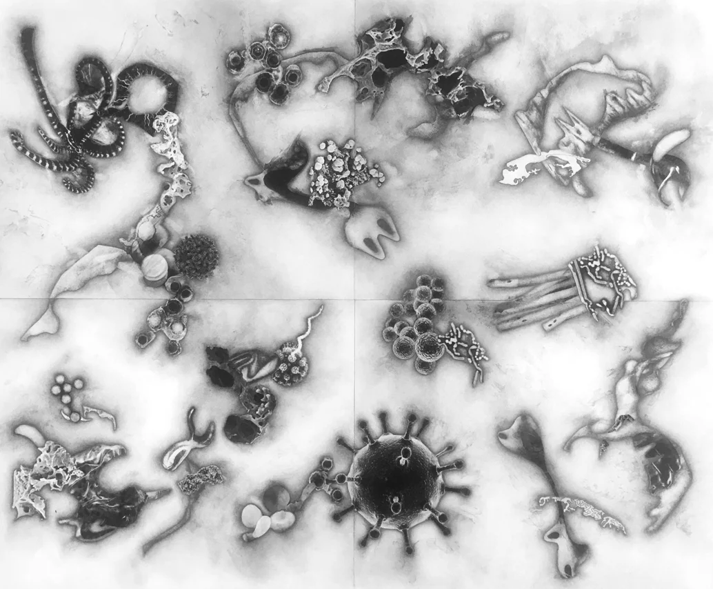 graphite and paper on paper, 24" x 34", 2018