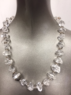 Clear Crystal Beads, one individual handmade artist Sterling Silver Bead inlaid Bead