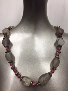 Long old Dutch Glass frosted Beads