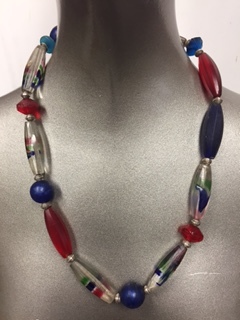 Wound Opalescent Glass, Ruby Red Crimson Trade Beads, Painted Clear Czech Glass & antique Vaseline Glass