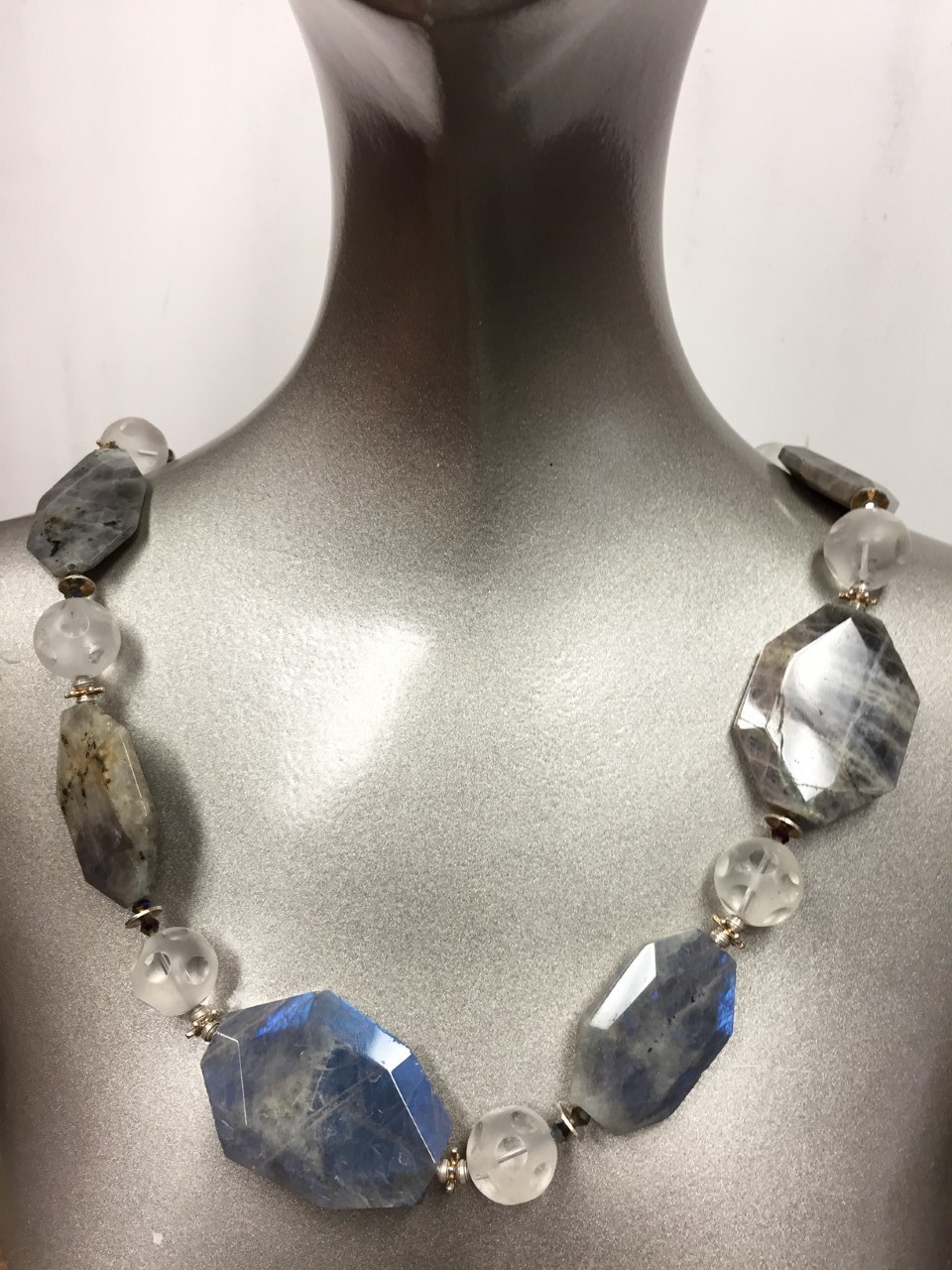 Labradorite & Polka Dot Frosted Crystal