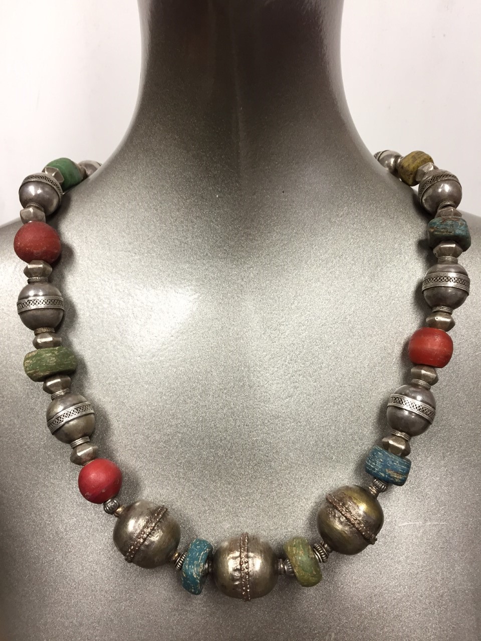 Old Turkoman Silver, Hebron & Cornaline d'Aleppo Beads