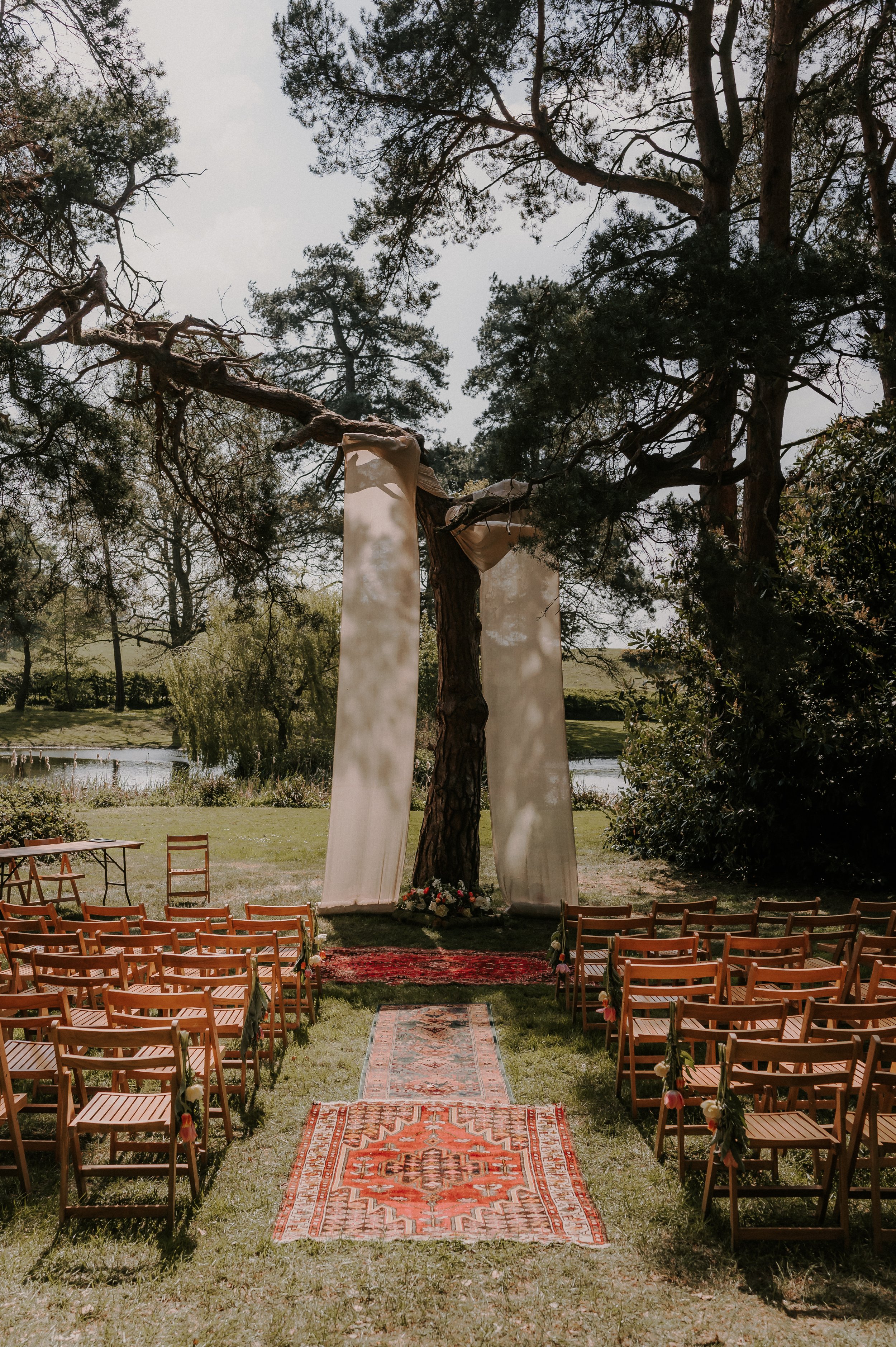 Waterside Wedding Ceremony in Norfolk Woodlands