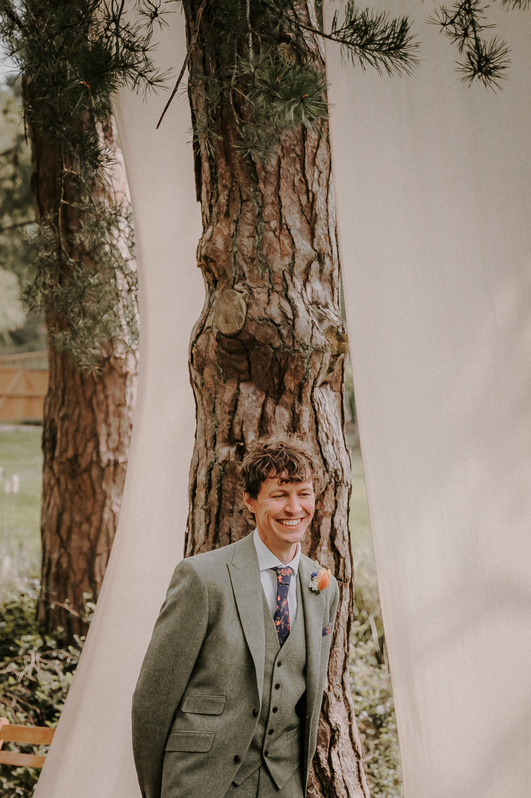 A Grinning Groom's Reaction as He Sees His Bride for the First Time
