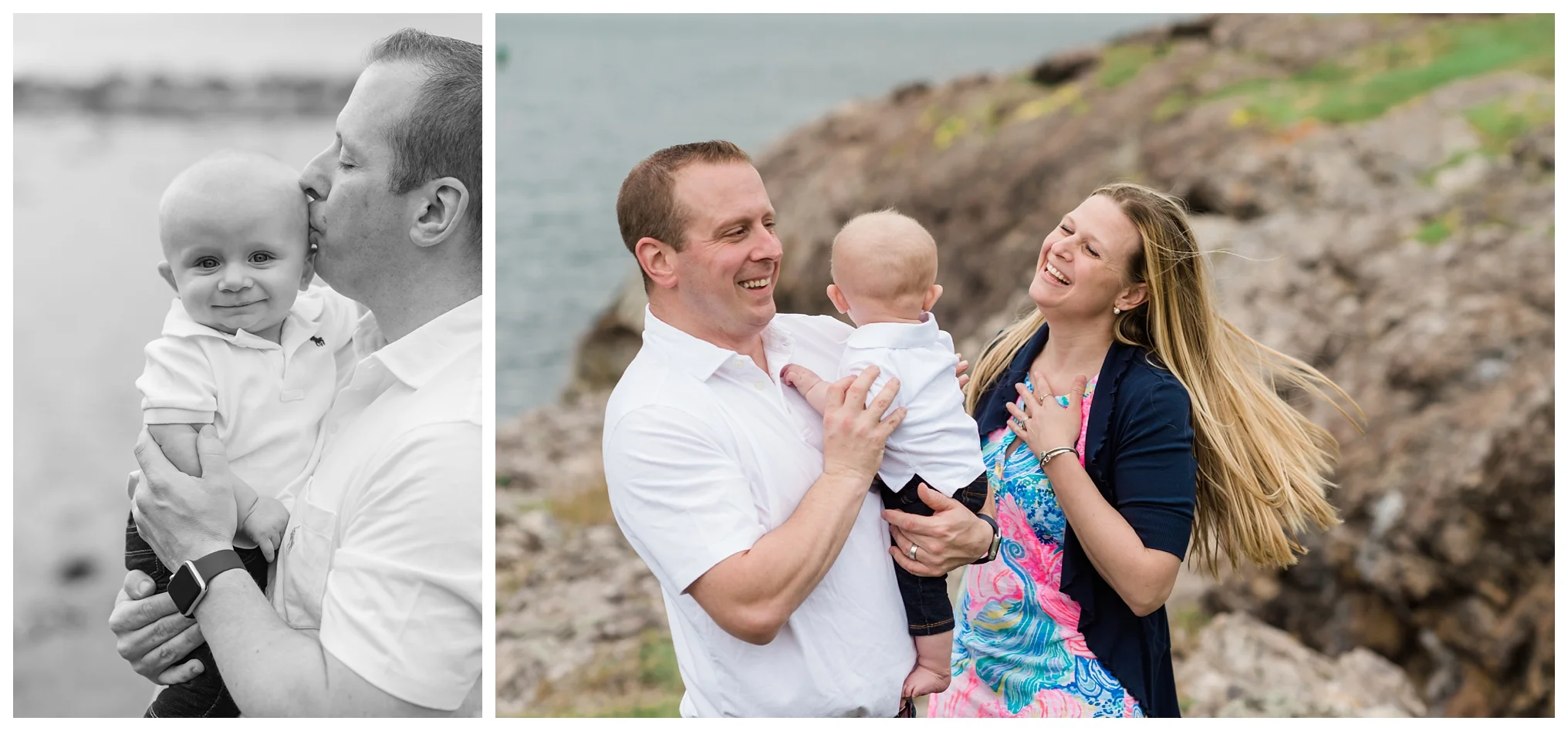Family photography session in Marblehead Massachusetts with 6 month old little boy by Sweet Light Portraits.