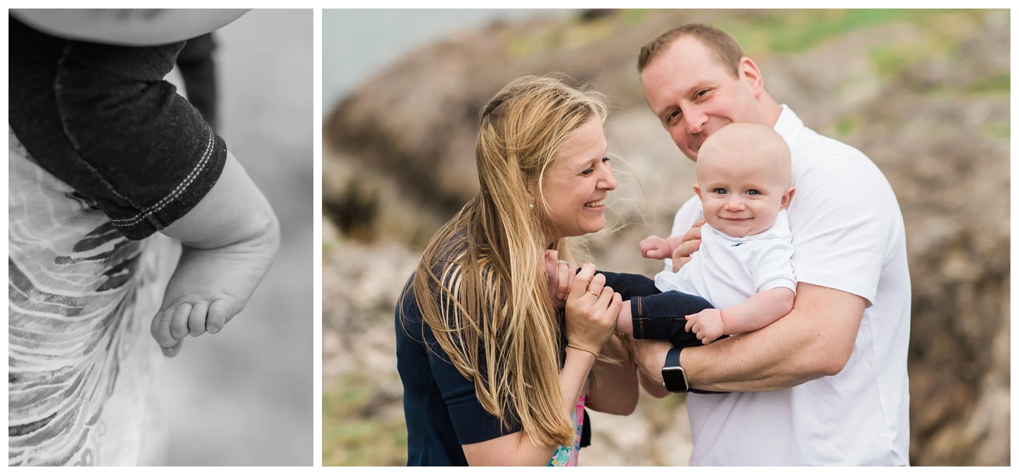 Family photography session in Marblehead Massachusetts with 6 month old little boy by Sweet Light Portraits.