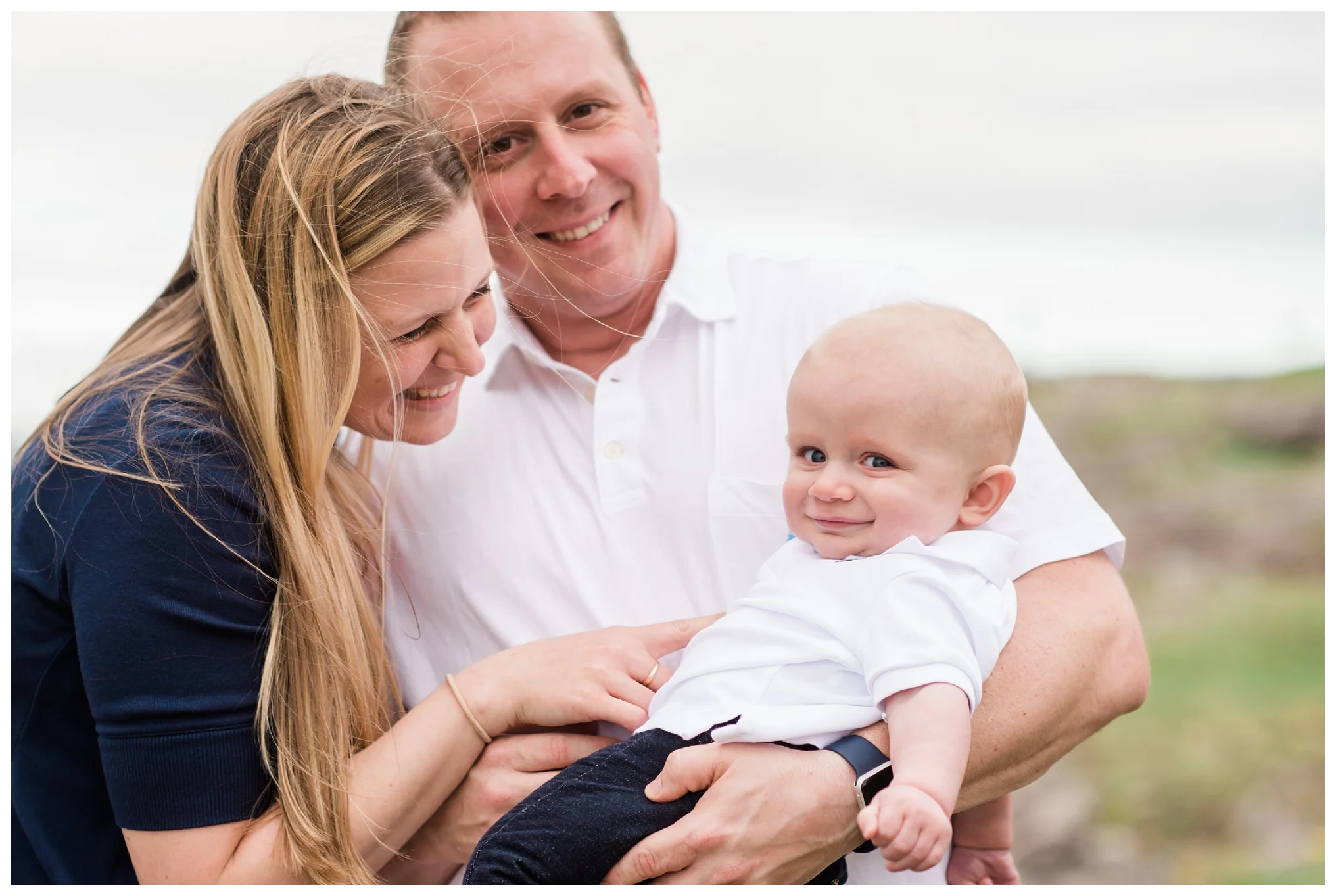 Family photography session in Marblehead Massachusetts with 6 month old little boy by Sweet Light Portraits.