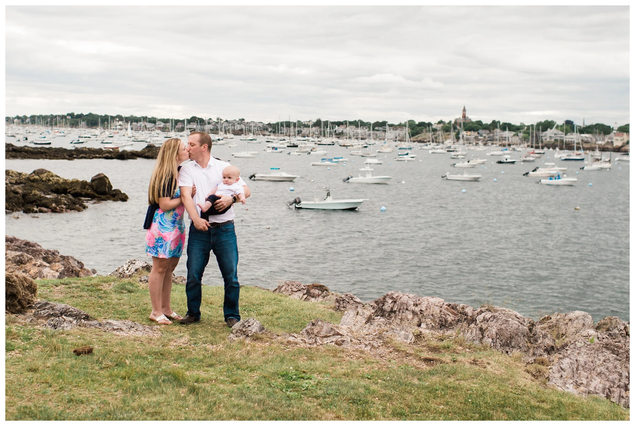 Family photography session in Marblehead Massachusetts with 6 month old little boy by Sweet Light Portraits.