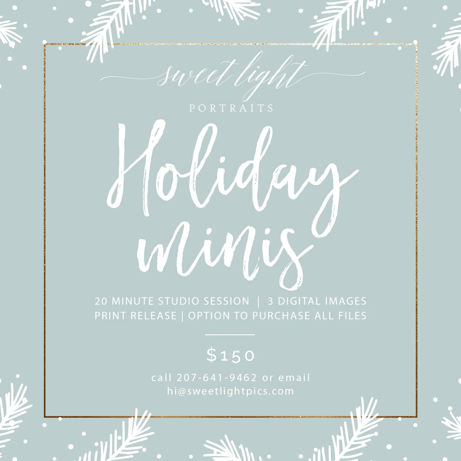 Sweet Light Portraits is now booking 2018 Christmas mini sessions for Holiday & Christmas cards in the Kittery, Maine studio.