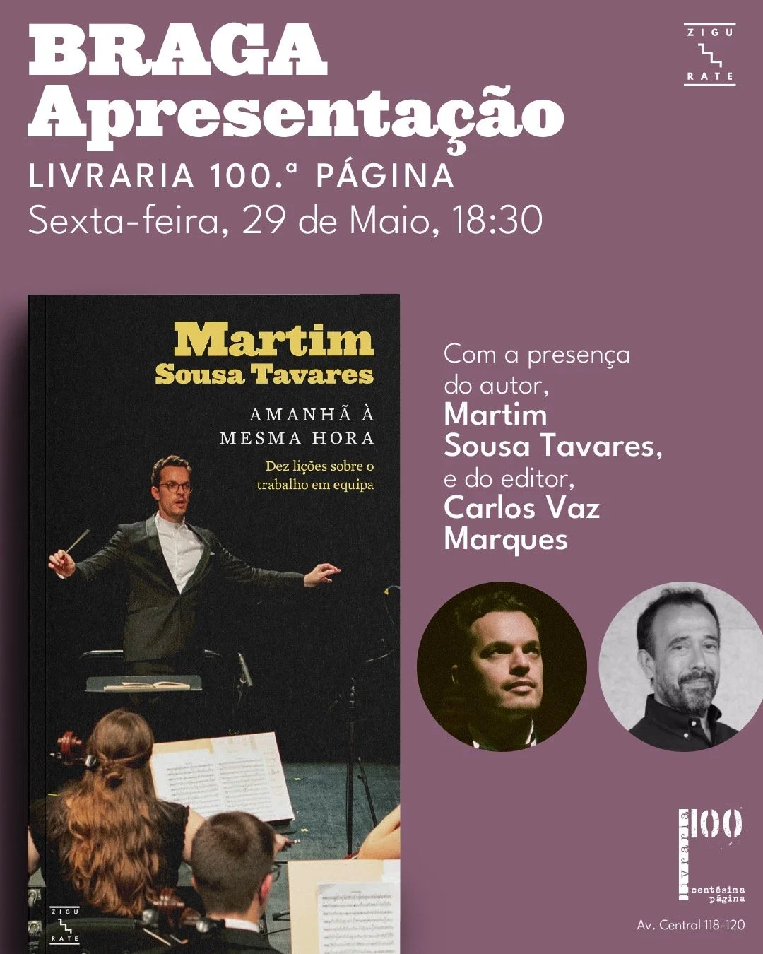 Lançamento do livro Amanhã à Mesma Hora - Dez Lições sobre o Trabalho em Equipa @ Livraria Centésima Página