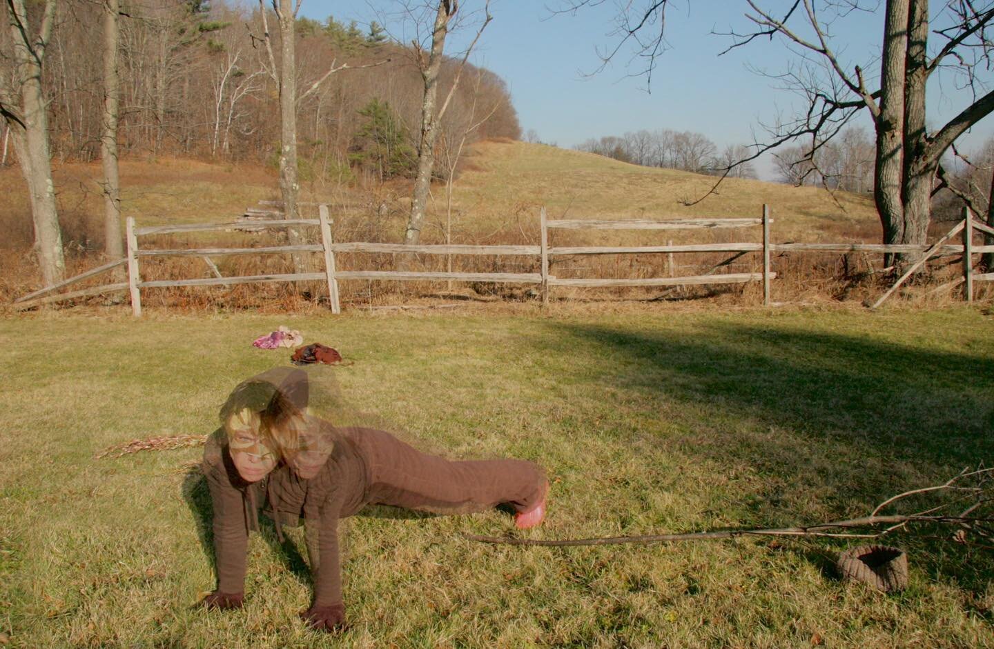 Imaginary Brown, Video Performance / Archival Pigment Print
Originally shot 2016, printed 2022
(detail in Image 2)
With @lidawinfield 

These prints are made from a video I filmed in 2016 in the land around my home in Vermont, some of it domesticated