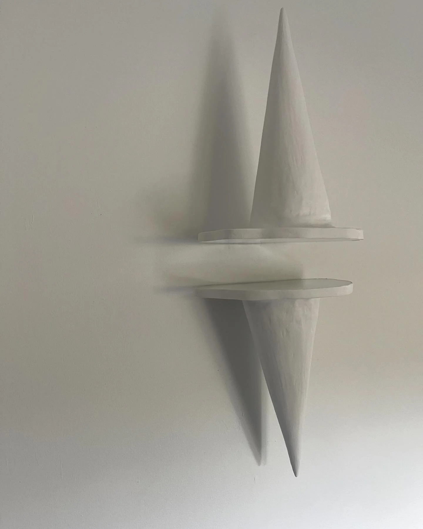 &ldquo;Never an exact mirroring, but reflection in a different register&rdquo;
Plaster, wood, mirrors, 1x1x3&rsquo;, 2024

I&rsquo;ve been working on some sculptures for the installation of Mother Island. There is a lot of mirroring in the project, b