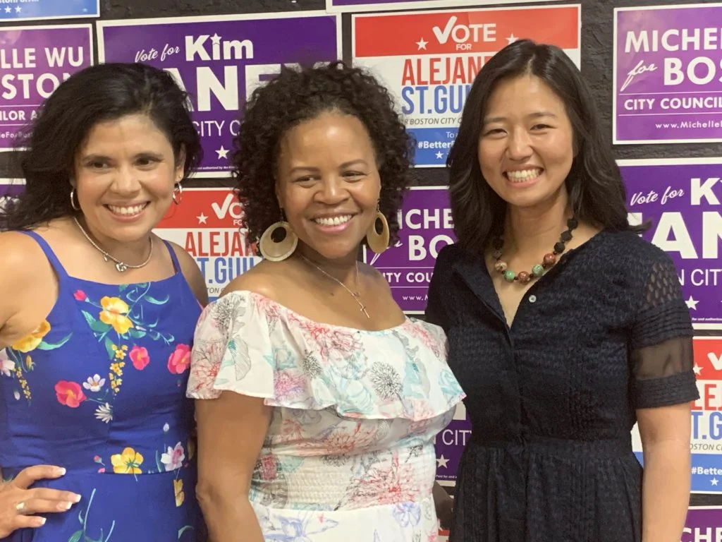 “When at-large City Councilor Michelle Wu teamed up with District 7 Councilor Kim Janey and at-large candidate Alejandra St. Guillen to open a joint campaign office in Dudley Square Saturday, it was the first time in 10 years a slate of candidates has worked together in a local Boston election.“A campaign office should be about building a movement, about bringing people in, about collaborating, about staying true to the vision,” Wu said, “so that after Election Day, you’re going to have a team ready to go, ready to make it happen.” Yawu Miller, Bay State reporter