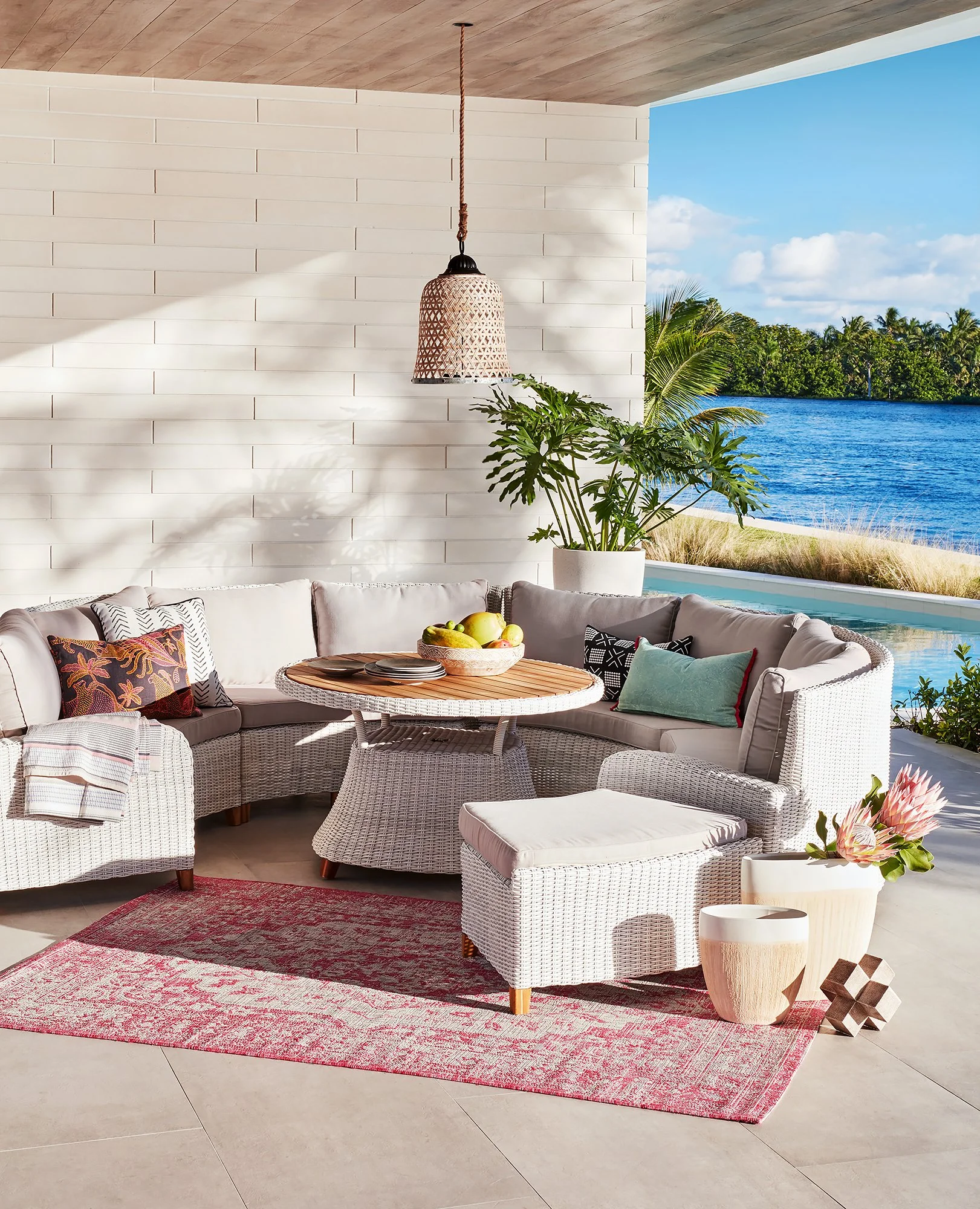 Adam Krauth Photo - Commercial Photography - Boston, MA - Still life - Interior photography. A scene with a modern style outdoor sitting area by the water. 