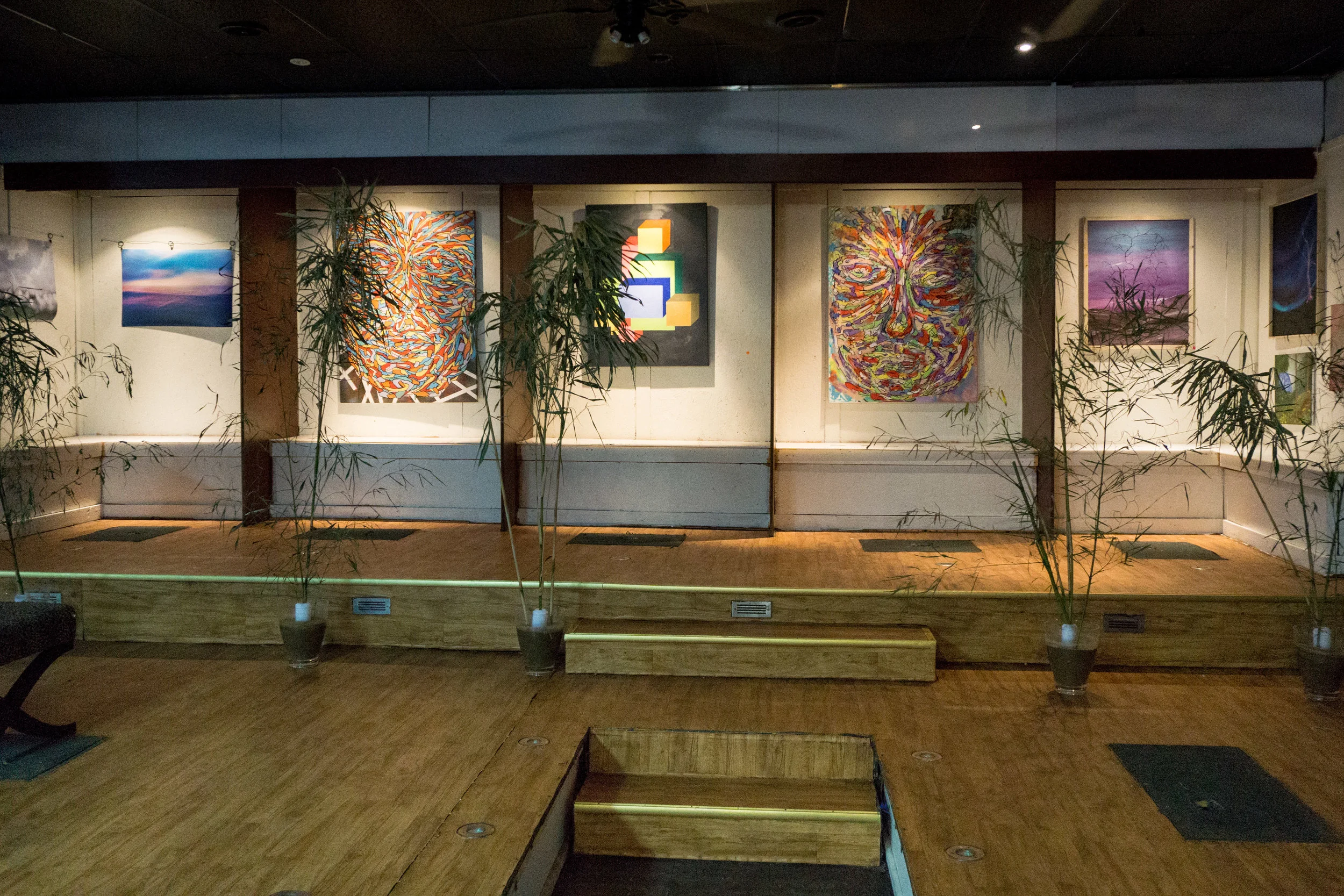The VIP booths from the club converted to a beautiful gallery display.