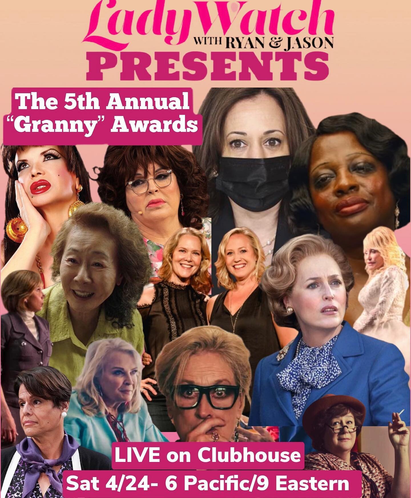 Last chance to get your votes in! The 5th Annual &ldquo;Granny&rdquo; Awards will air LIVE on Clubhouse this Saturday and be available on iTunes Monday morning! (Vote NOW at link in bio)