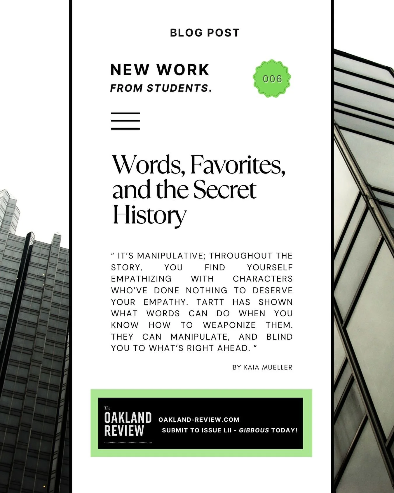 Happy Sunday, Oakland! 🍂☔️ As a counter against the dreary weather, we&rsquo;re pleased to announce our newest post on the editors&rsquo; blog&mdash;this time from @kaia.mueller7 

Link in bio!