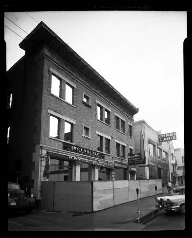 Demolition of the Tuxedo Hotel building on State Street, 1960