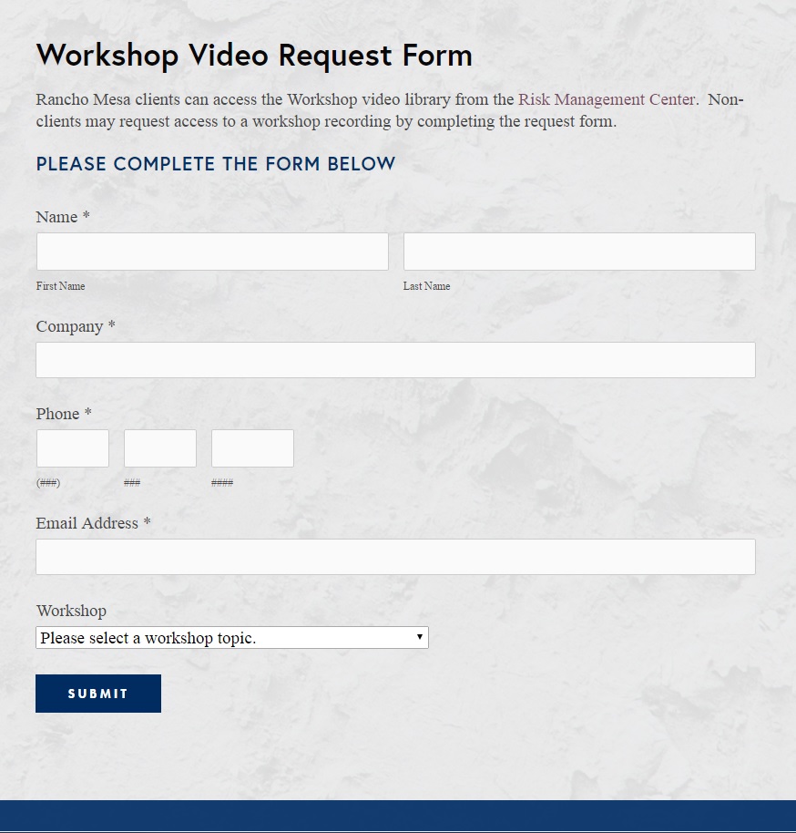 Workshop Video Request Form