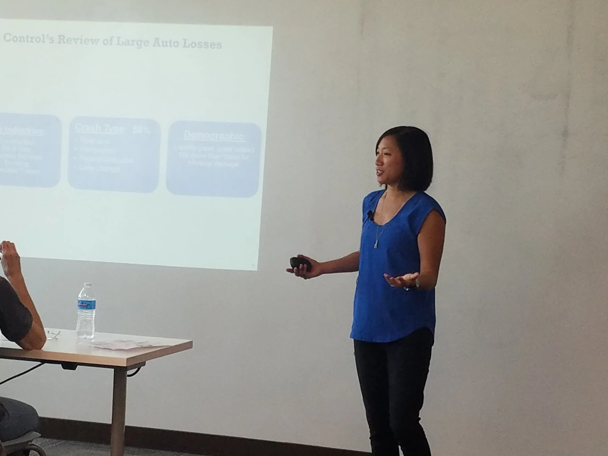 Close-up of Fleet Safety workshop female presenter