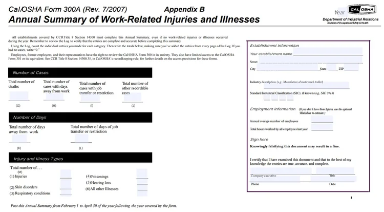 Cal/OSHA 300A Form Posting Begins February 1st — Rancho Mesa Insurance ...