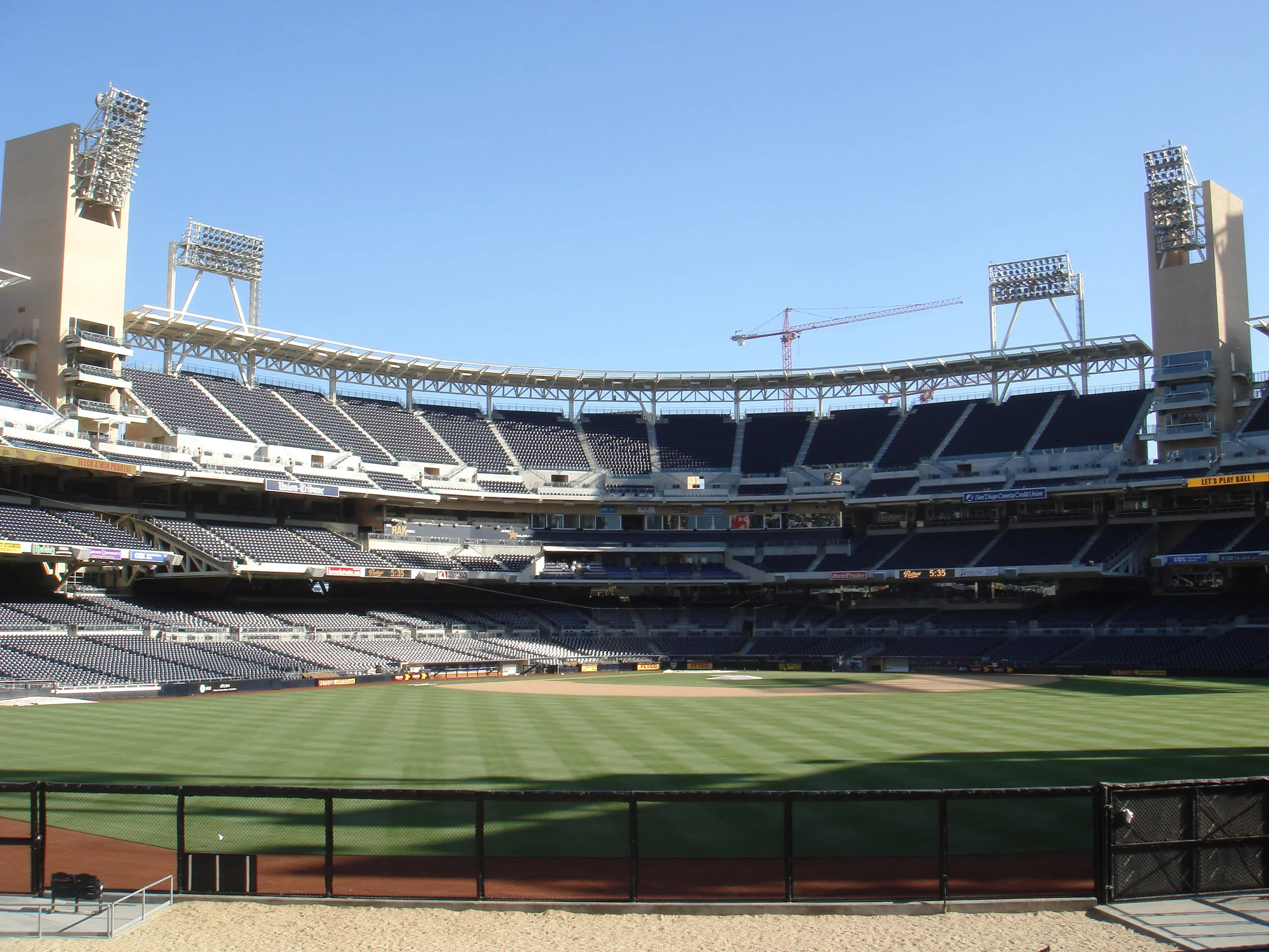 Petco Park stadium infield and stands in the background.