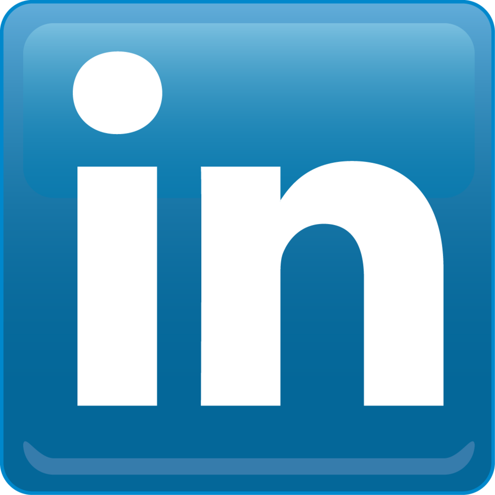 LinkedIn logo with a blue background and white text