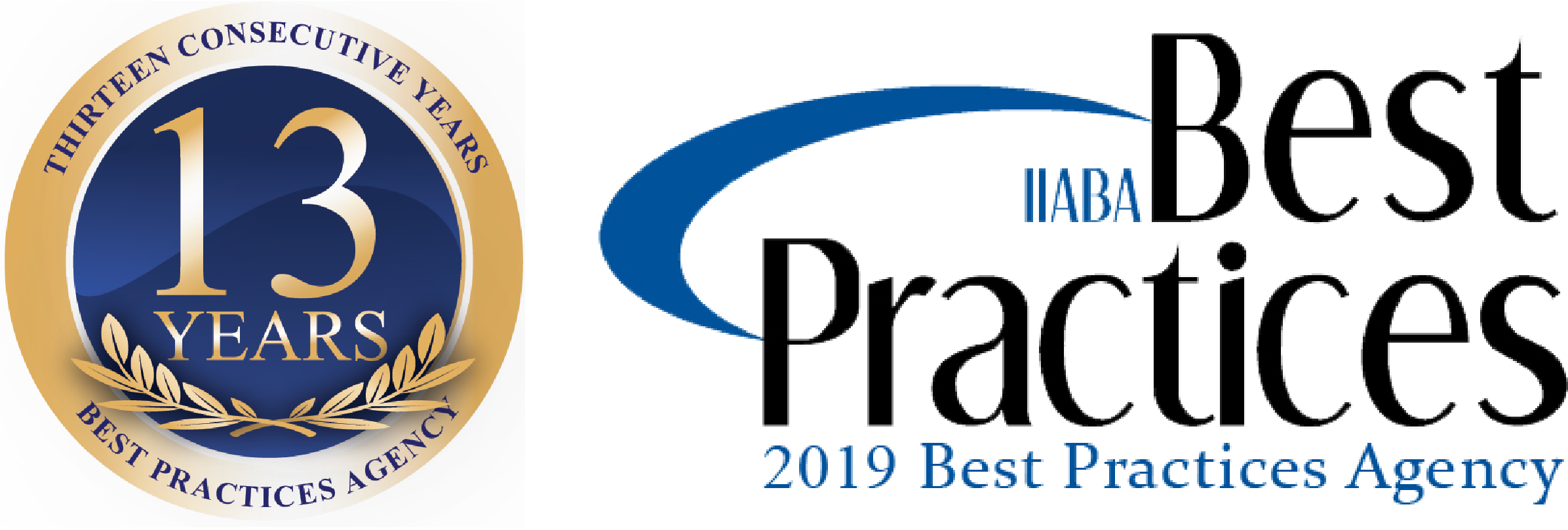 Thirteen Consecutive Years Best Practices Agency and IIABA 2019 Best Practices Agency Logo