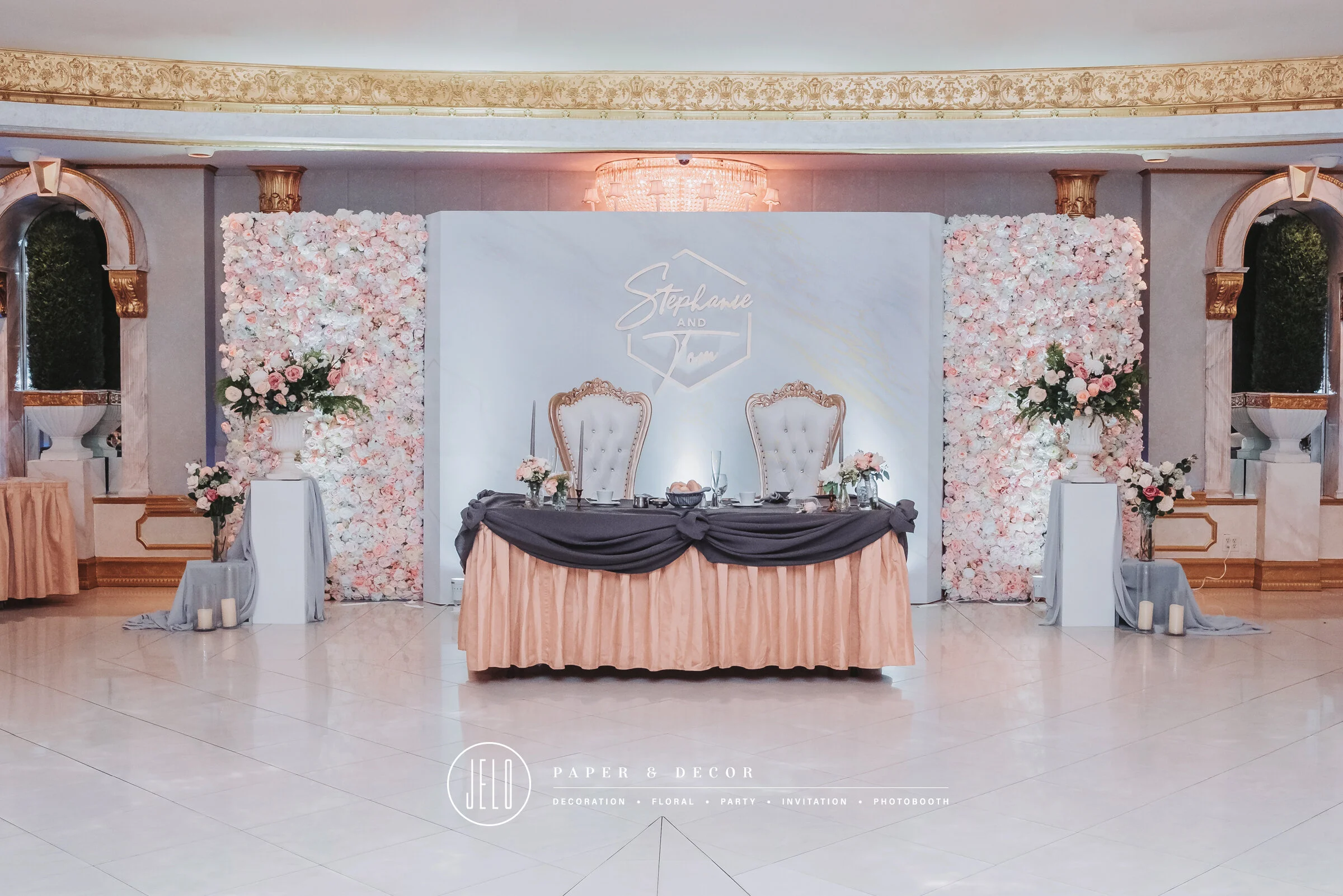 Stephanie + Tom Marble X Hexagon Wedding