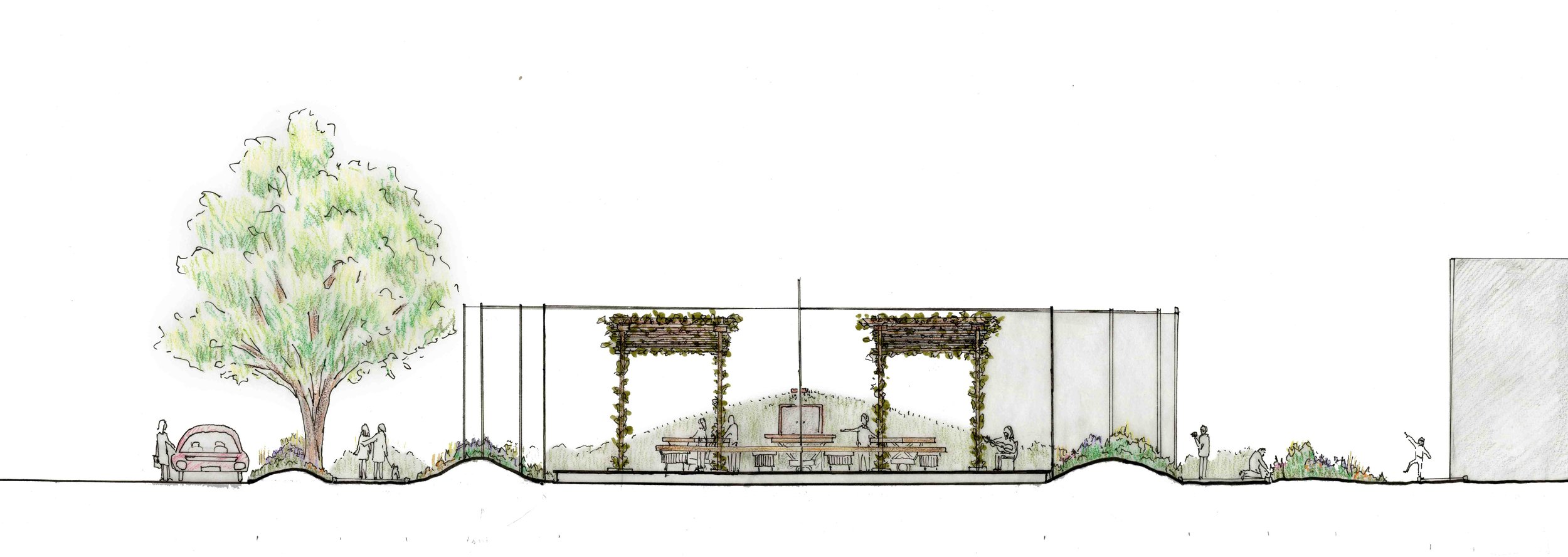 SECTION 1:100, SOUTH TO NORTH, PEOPLE ENGAGING WITH THE PARK AND LIVING THEIR EVERY-DAY LIVES