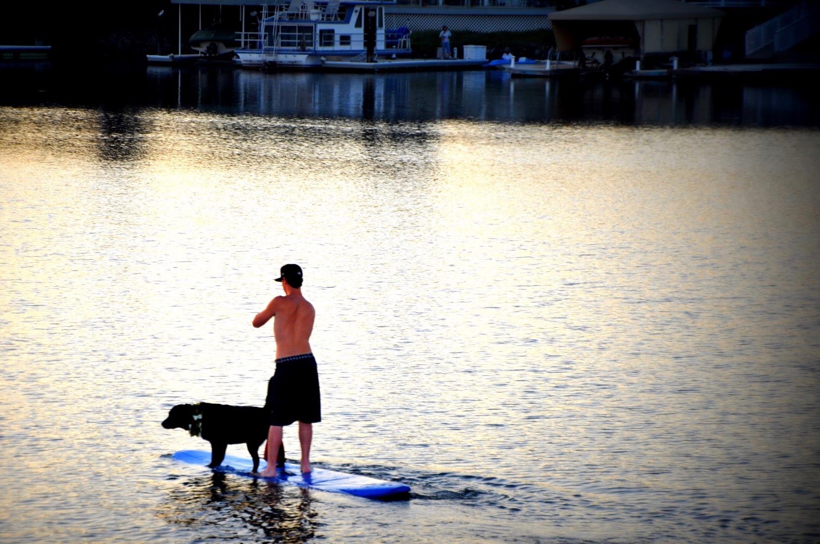 Paddle boarding with a friend