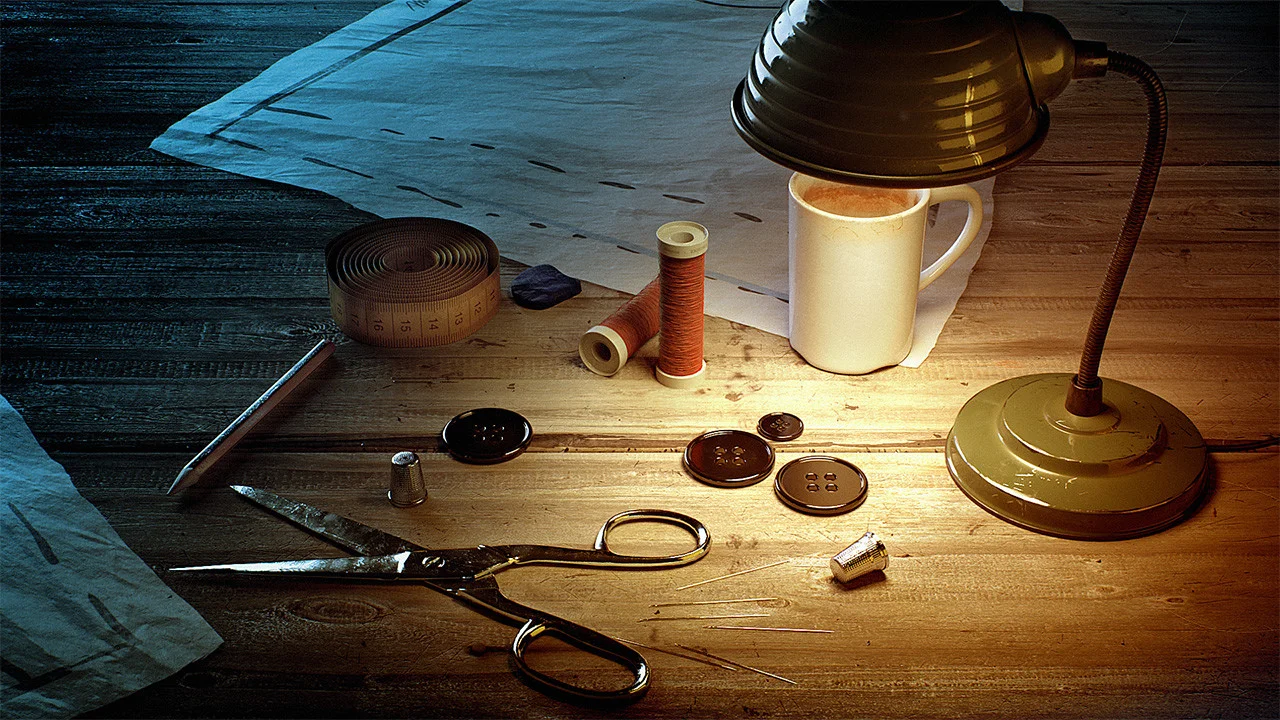 by Miguel Rojo . Very clean, and easily readable image. The wood and lamp texturing is great :)