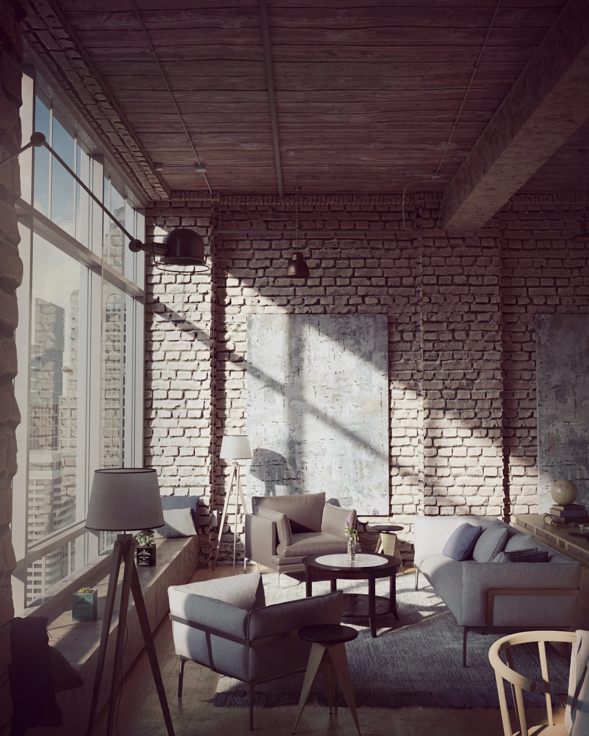 Created by Thomas Berard using Blender. Love the interior design! A really bold industrial look, but still cozy. Nice one!