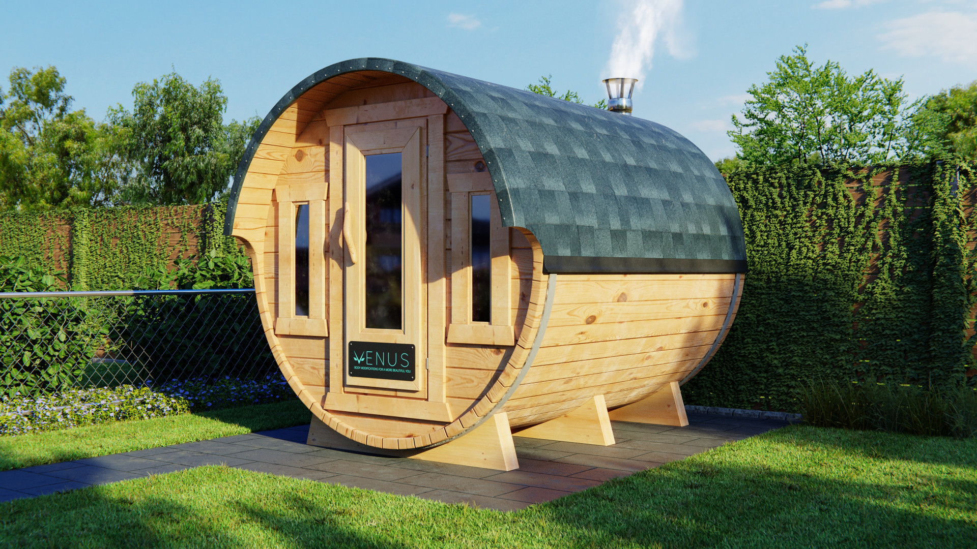 Nice visualization of a wooden sauna! By Tobias Schmid .
