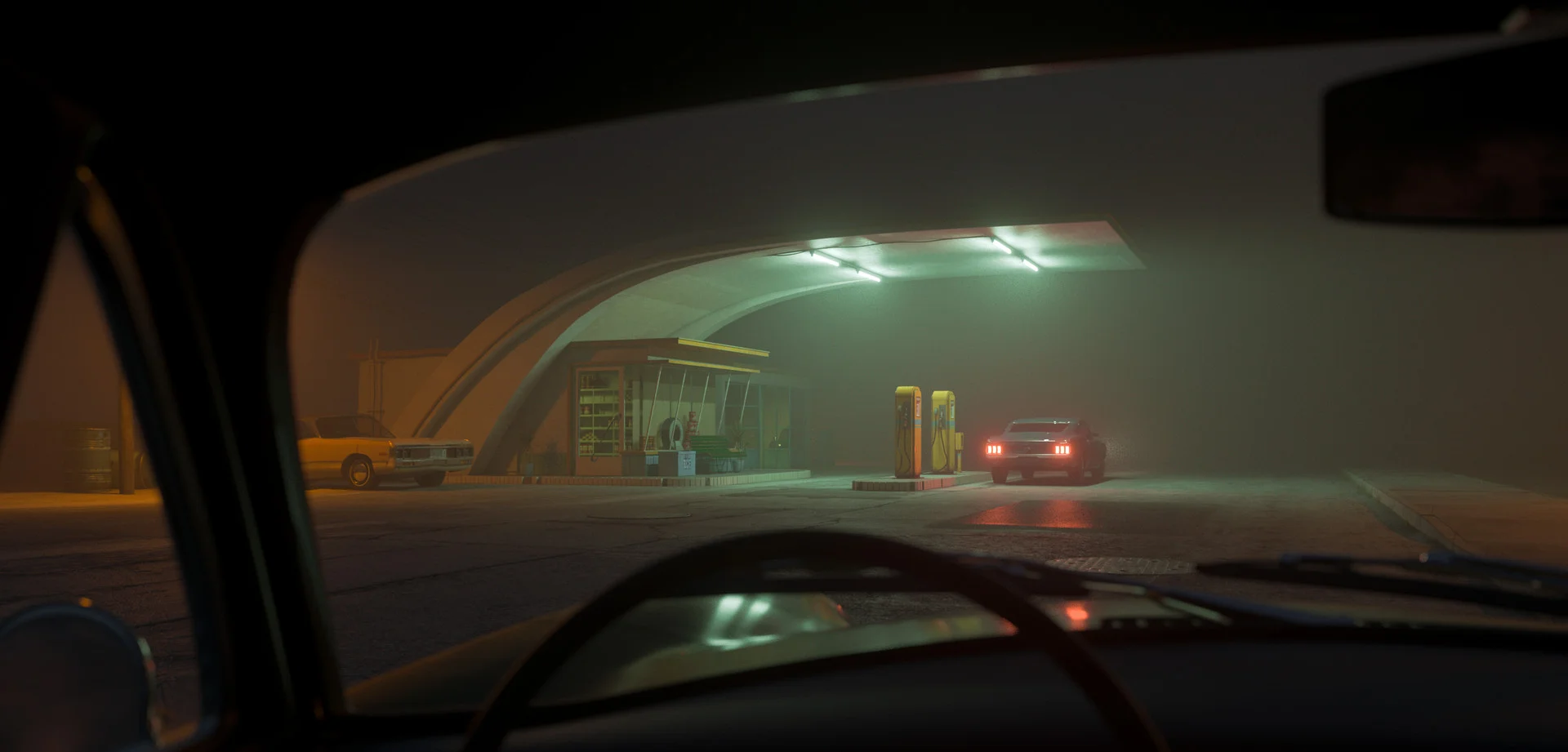 Wow. The combination of green fluorescent lights and fog is just killer! Great mood! By Bahadir Özbek