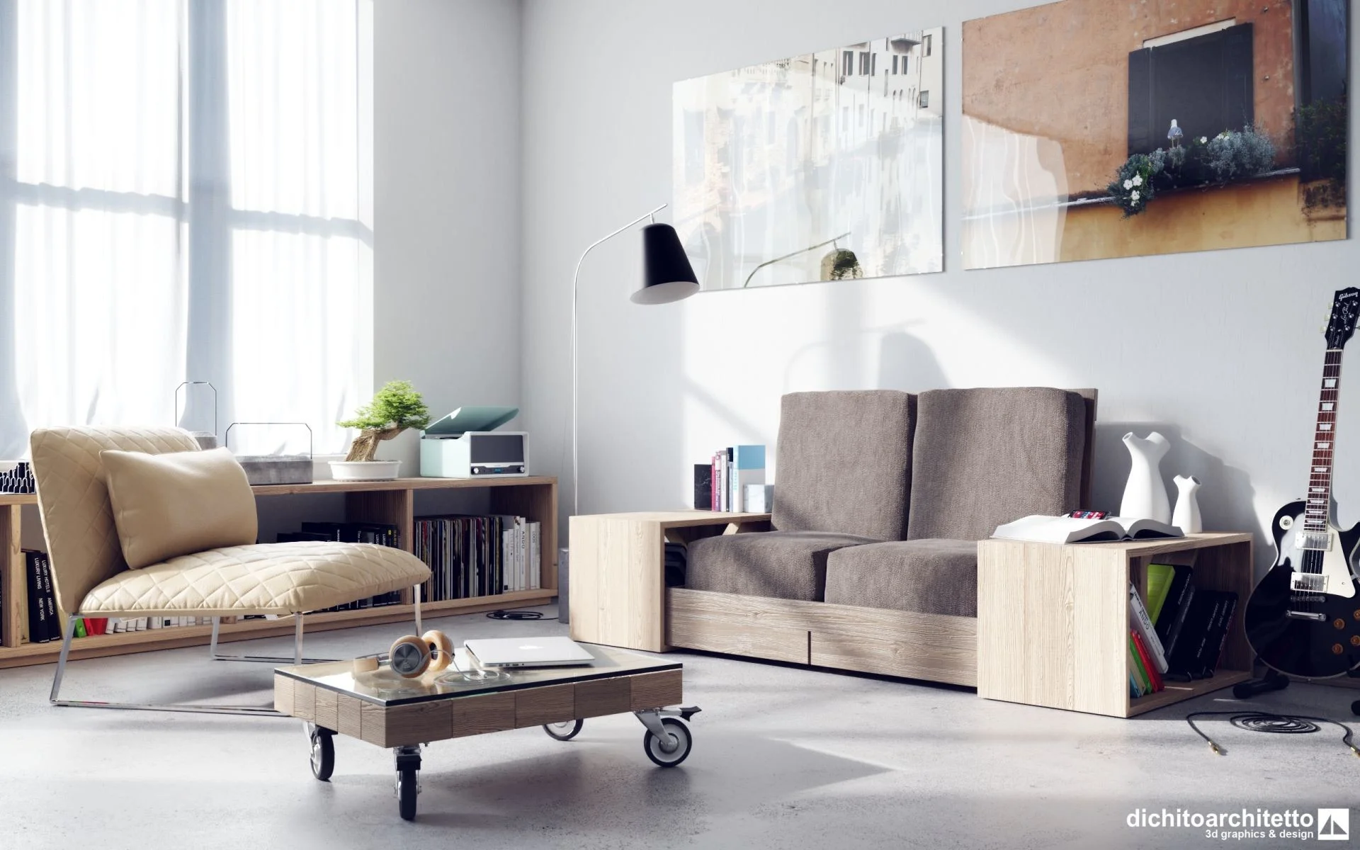 Viceversa Sofa by Piero di Chito , using the Fabric and Wood textures.