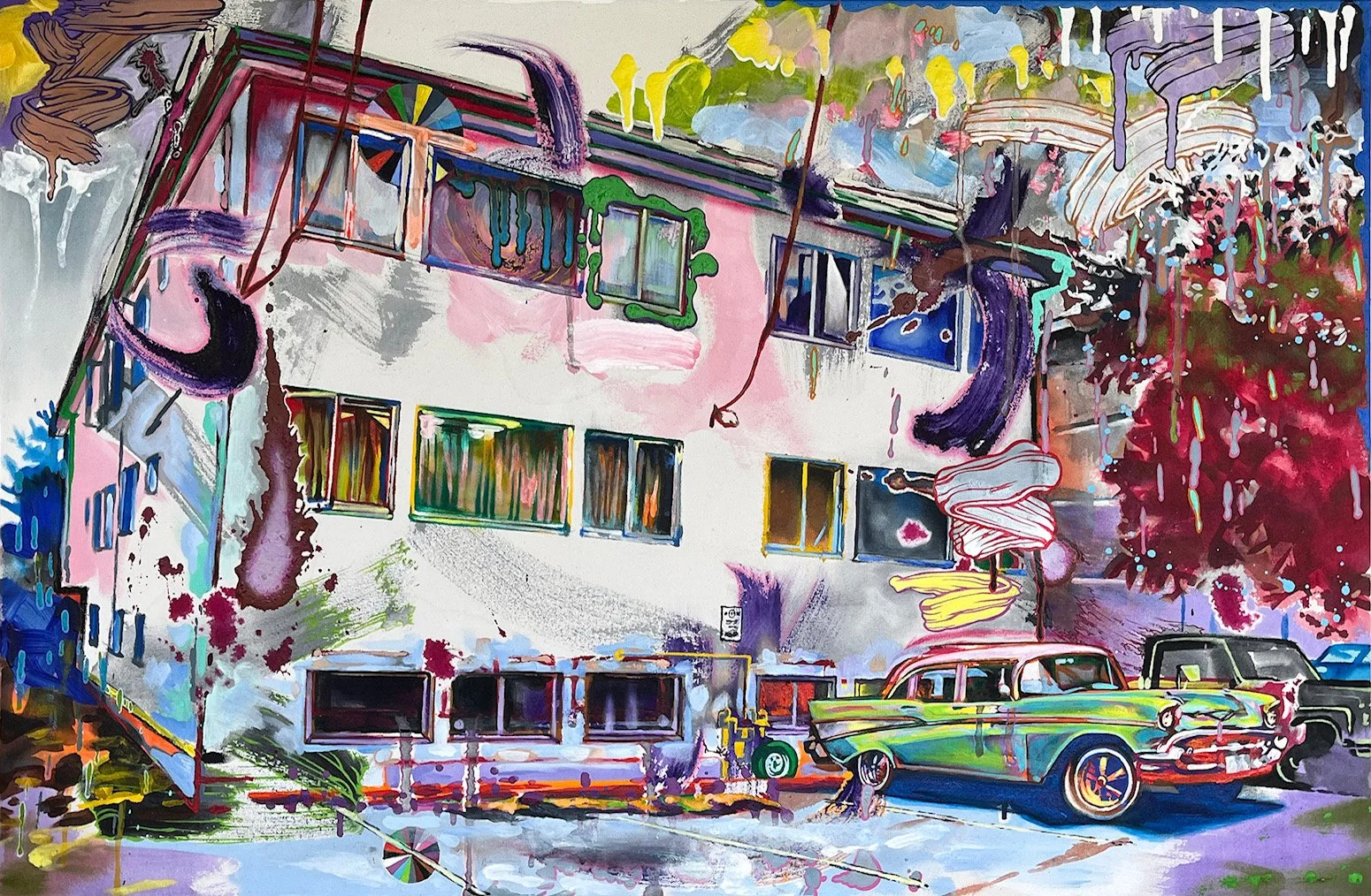 Chevy Bel Air and Apartment Block